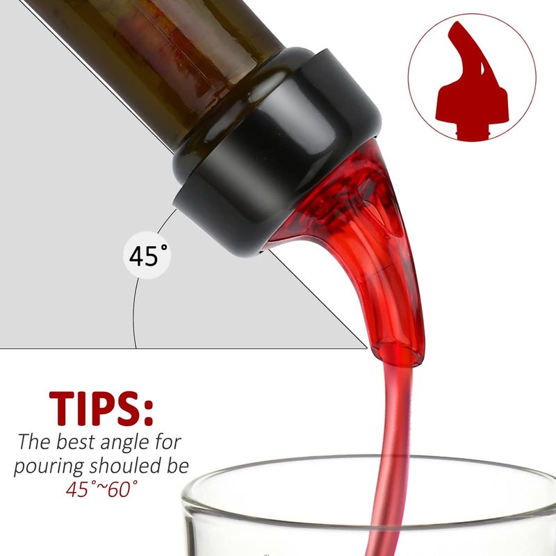 NFFIBDH Automatic Measured Bottle Pourer - Quick Shot Spirit Measure Pourer with Dust Caps for Wine Cocktail Home Bar Tools - 1.5oz/45ml(Red, 4 Pack) - Image 5